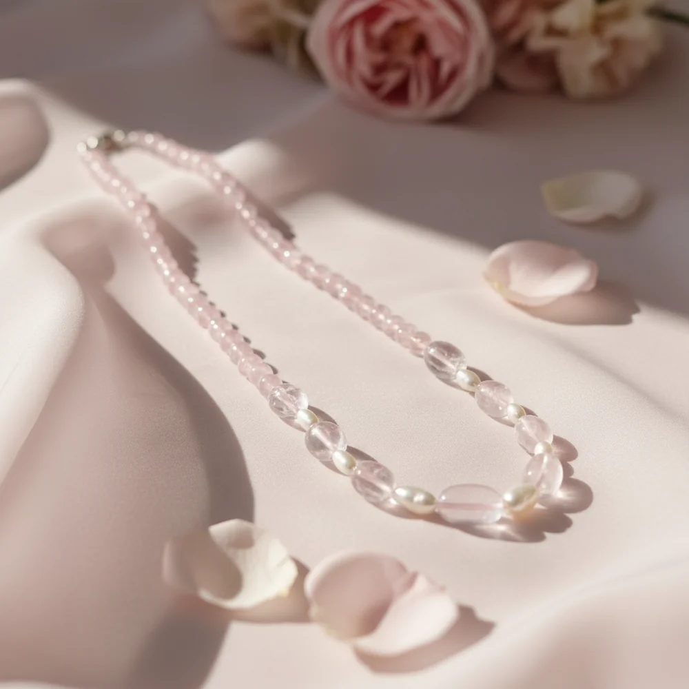 Rose Quartz & Pearl Muse Necklace image 2
